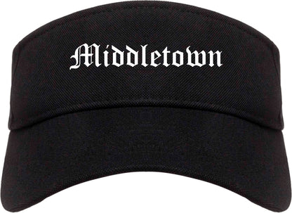 Middletown New York NY Old English Mens Visor Cap Hat Black
