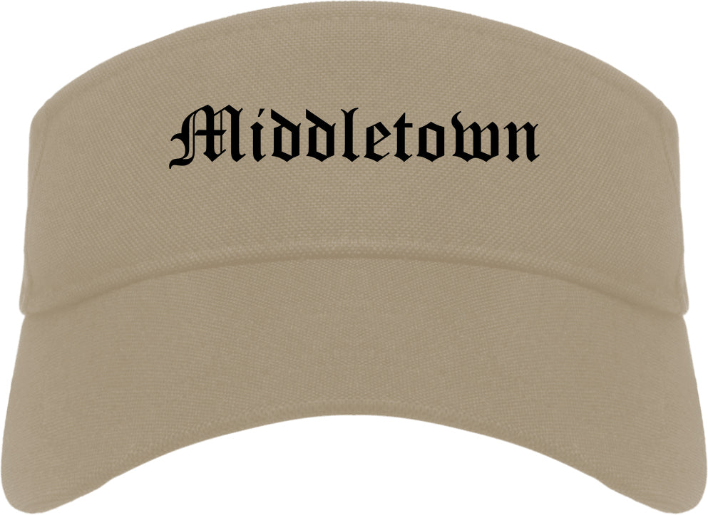 Middletown New York NY Old English Mens Visor Cap Hat Khaki