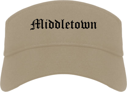 Middletown New York NY Old English Mens Visor Cap Hat Khaki