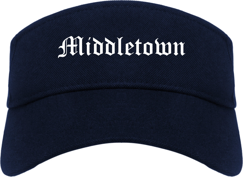 Middletown New York NY Old English Mens Visor Cap Hat Navy Blue