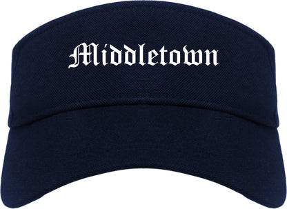 Middletown New York NY Old English Mens Visor Cap Hat Navy Blue