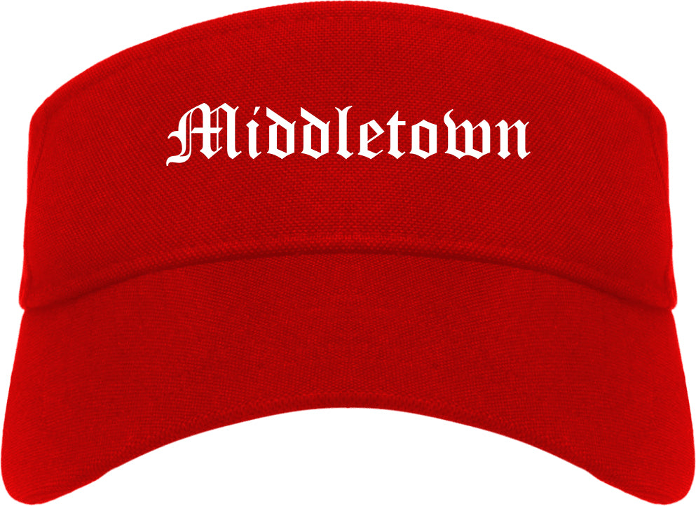 Middletown New York NY Old English Mens Visor Cap Hat Red