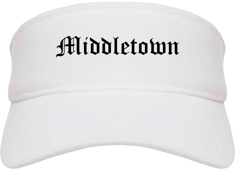 Middletown New York NY Old English Mens Visor Cap Hat White