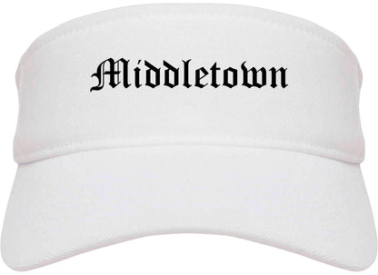 Middletown New York NY Old English Mens Visor Cap Hat White