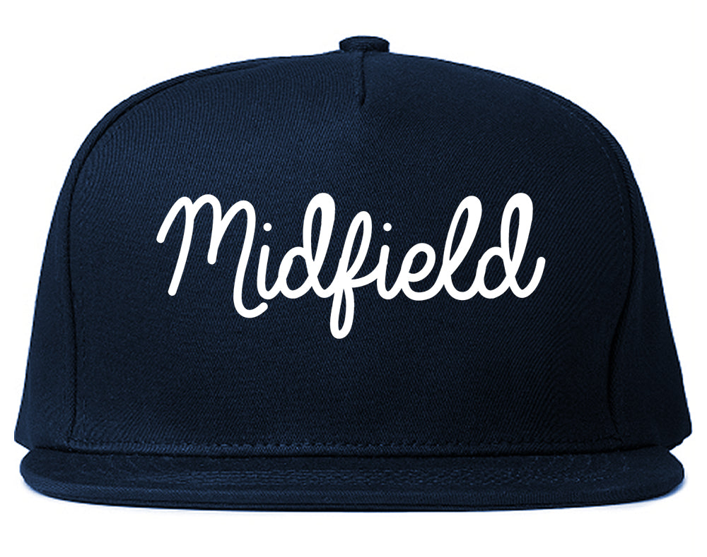 Midfield Alabama AL Script Mens Snapback Hat Navy Blue