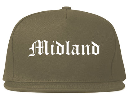 Midland Michigan MI Old English Mens Snapback Hat Grey