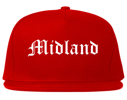 Midland Michigan MI Old English Mens Snapback Hat Red