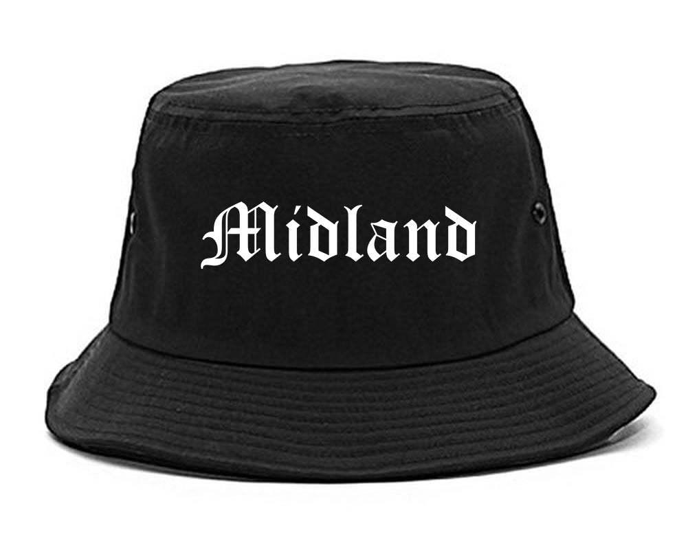 Midland Michigan MI Old English Mens Bucket Hat Black