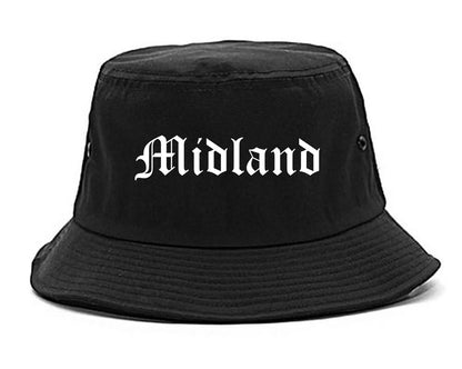 Midland Michigan MI Old English Mens Bucket Hat Black