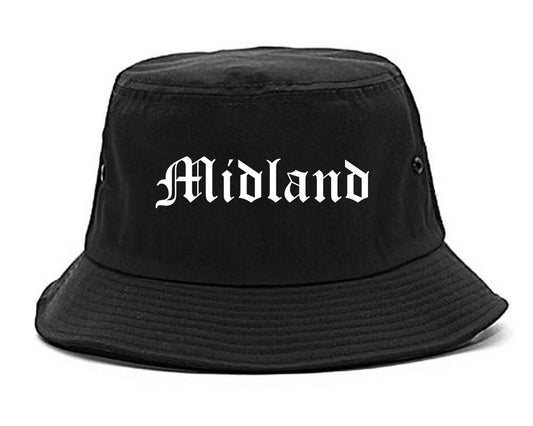 Midland Michigan MI Old English Mens Bucket Hat Black