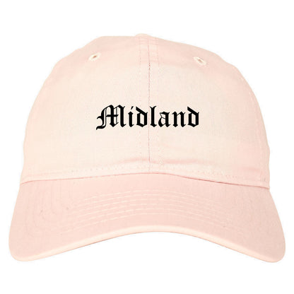 Midland Michigan MI Old English Mens Dad Hat Baseball Cap Pink