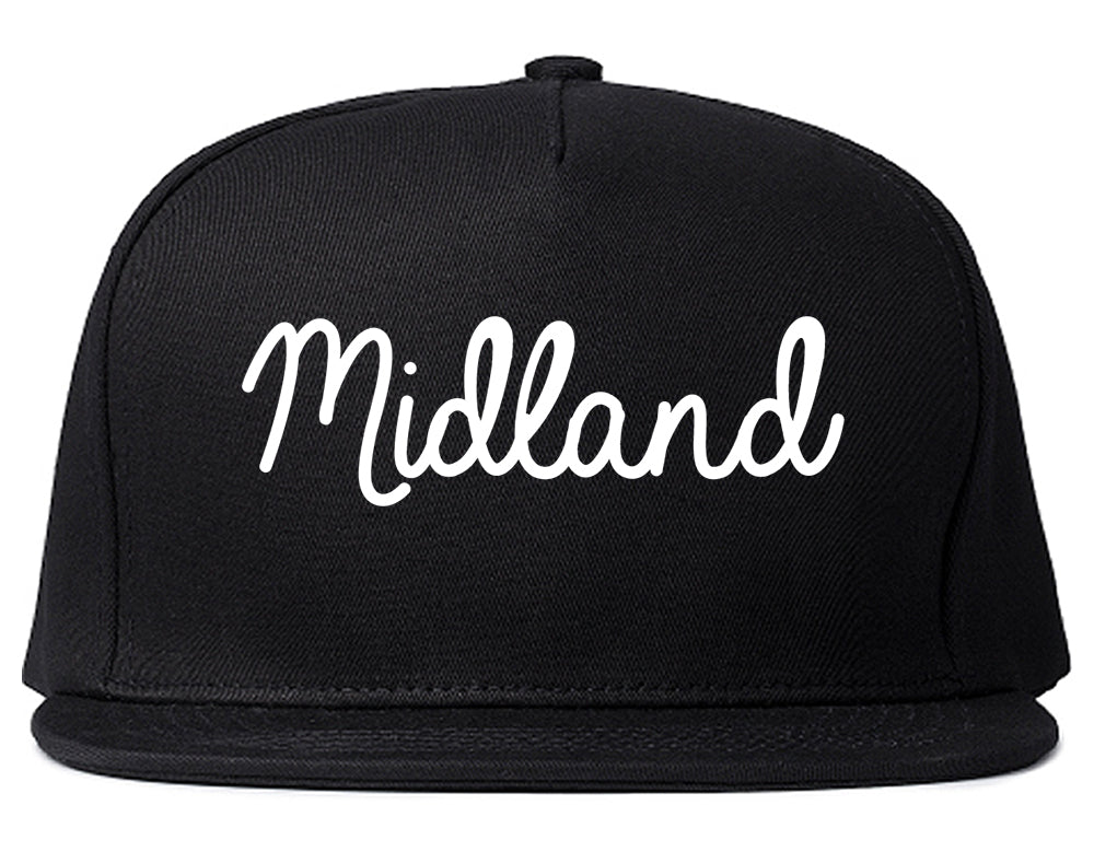 Midland Michigan MI Script Mens Snapback Hat Black