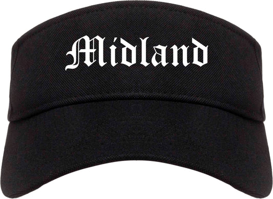 Midland Michigan MI Old English Mens Visor Cap Hat Black