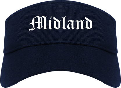 Midland Michigan MI Old English Mens Visor Cap Hat Navy Blue
