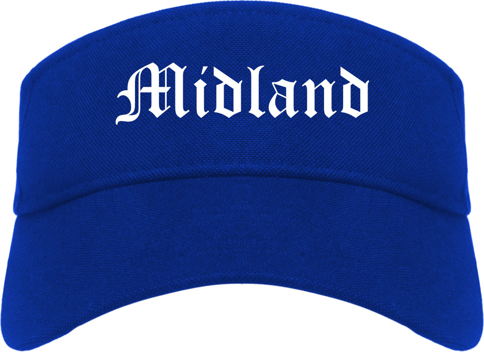Midland Michigan MI Old English Mens Visor Cap Hat Royal Blue