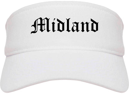 Midland Michigan MI Old English Mens Visor Cap Hat White