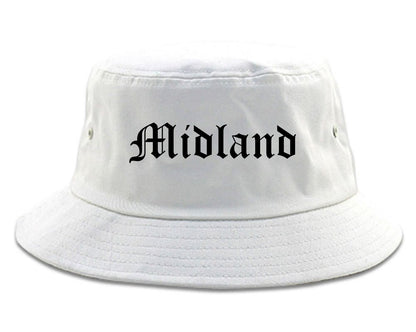 Midland Michigan MI Old English Mens Bucket Hat White