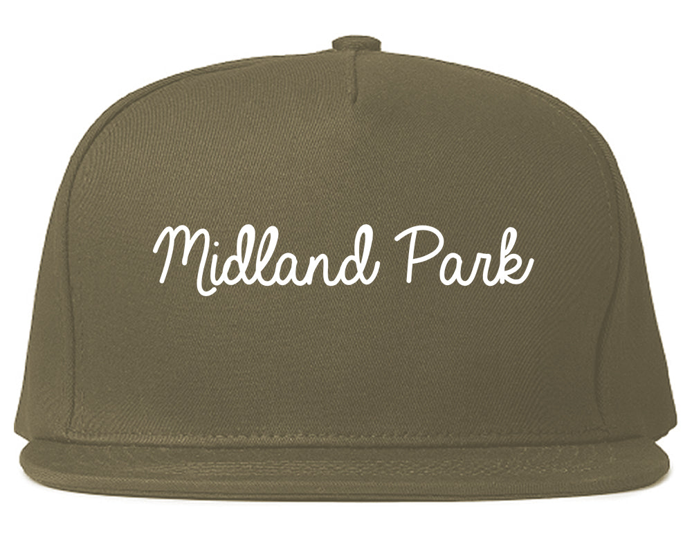 Midland Park New Jersey NJ Script Mens Snapback Hat Grey