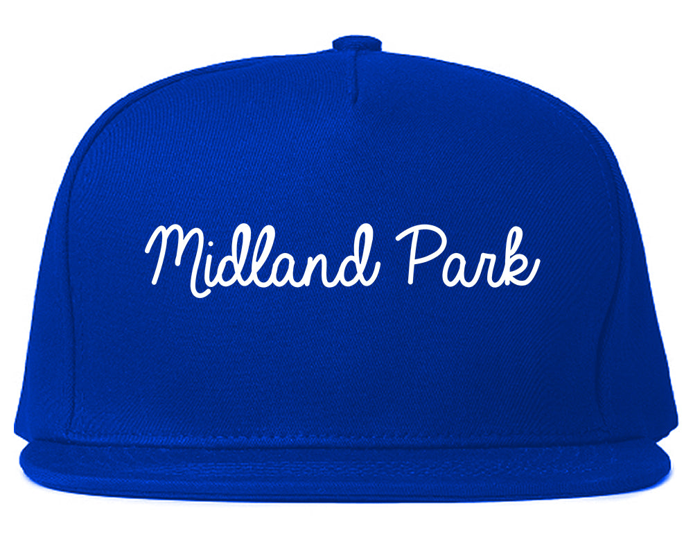 Midland Park New Jersey NJ Script Mens Snapback Hat Royal Blue