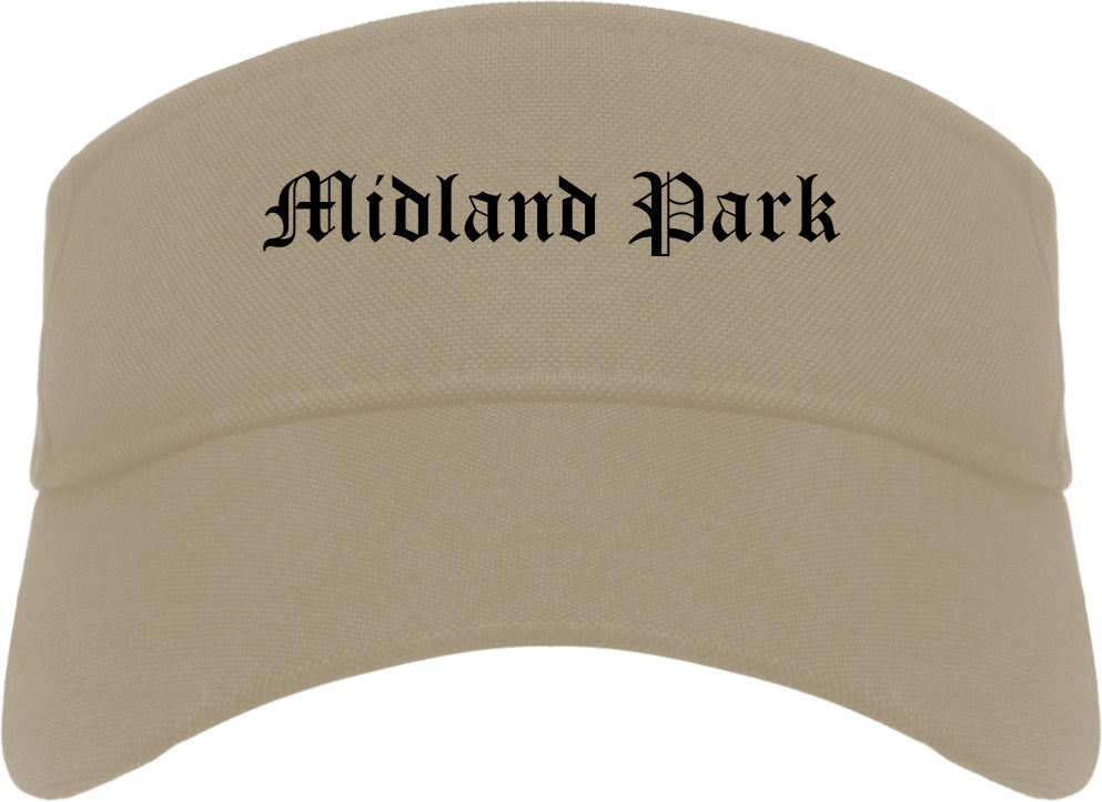 Midland Park New Jersey NJ Old English Mens Visor Cap Hat Khaki