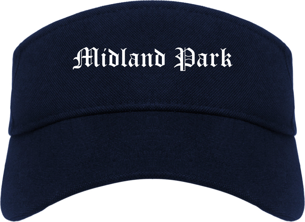 Midland Park New Jersey NJ Old English Mens Visor Cap Hat Navy Blue