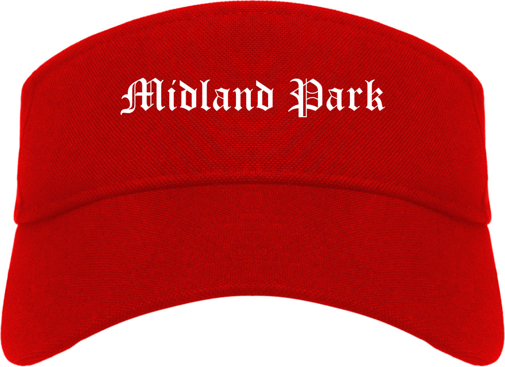 Midland Park New Jersey NJ Old English Mens Visor Cap Hat Red