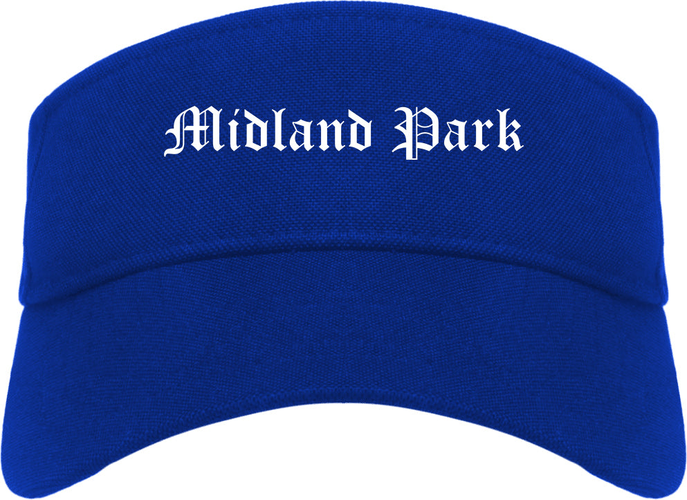 Midland Park New Jersey NJ Old English Mens Visor Cap Hat Royal Blue
