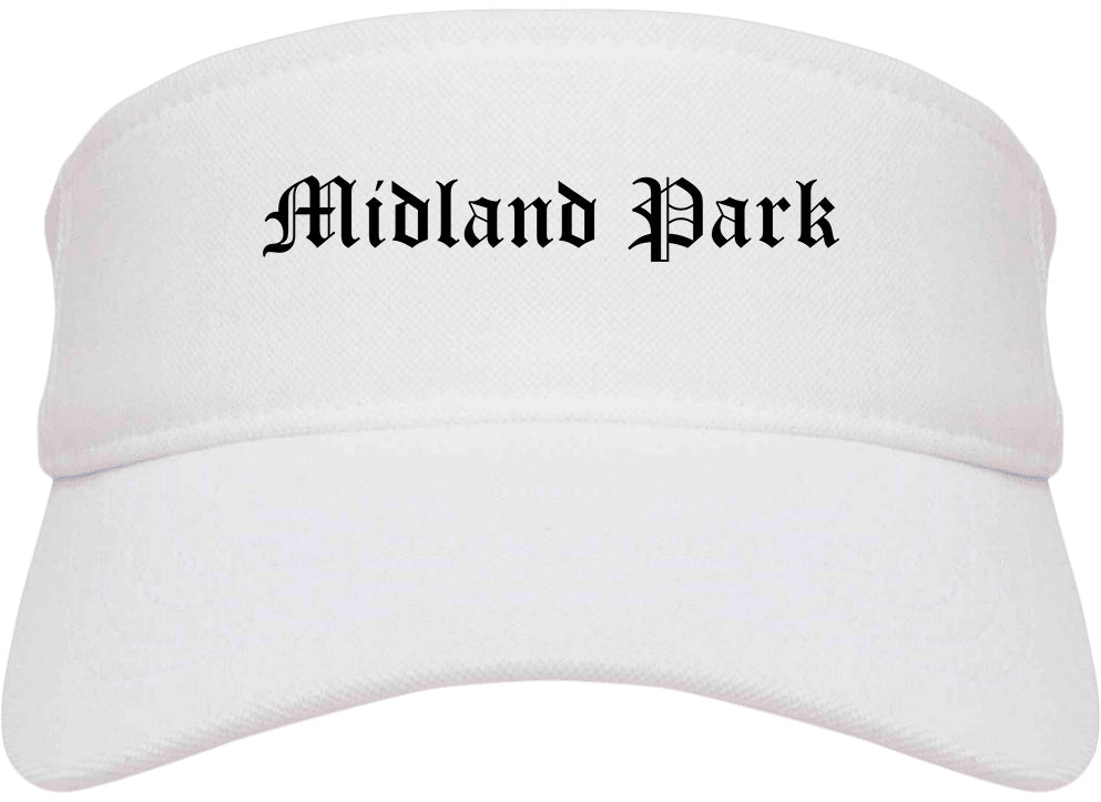 Midland Park New Jersey NJ Old English Mens Visor Cap Hat White