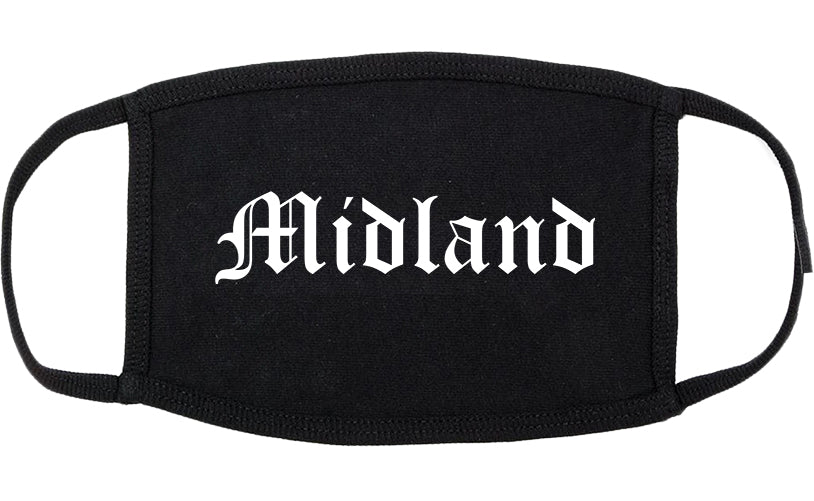 Midland Texas TX Old English Cotton Face Mask Black