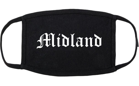 Midland Texas TX Old English Cotton Face Mask Black