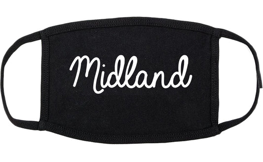 Midland Texas TX Script Cotton Face Mask Black