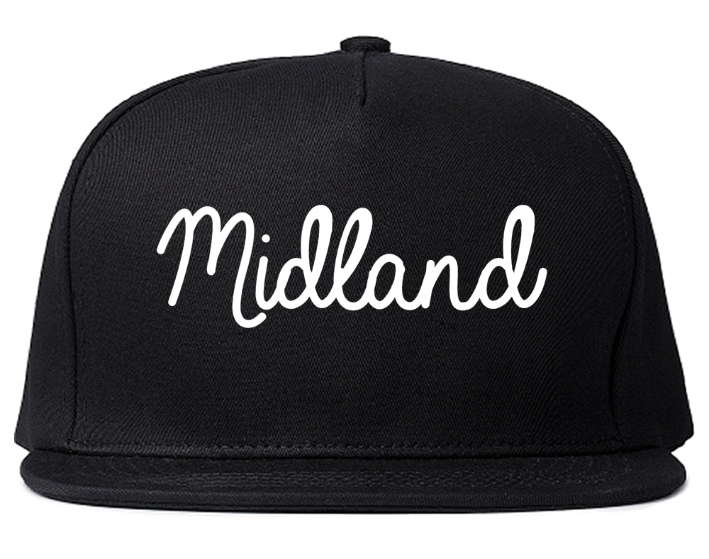 Midland Texas TX Script Mens Snapback Hat Black