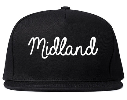 Midland Texas TX Script Mens Snapback Hat Black