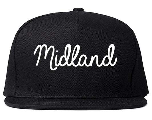Midland Texas TX Script Mens Snapback Hat Black