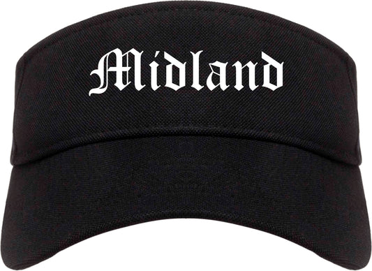 Midland Texas TX Old English Mens Visor Cap Hat Black