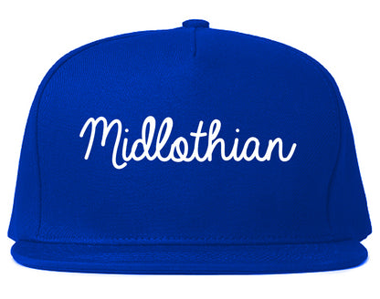 Midlothian Illinois IL Script Mens Snapback Hat Royal Blue