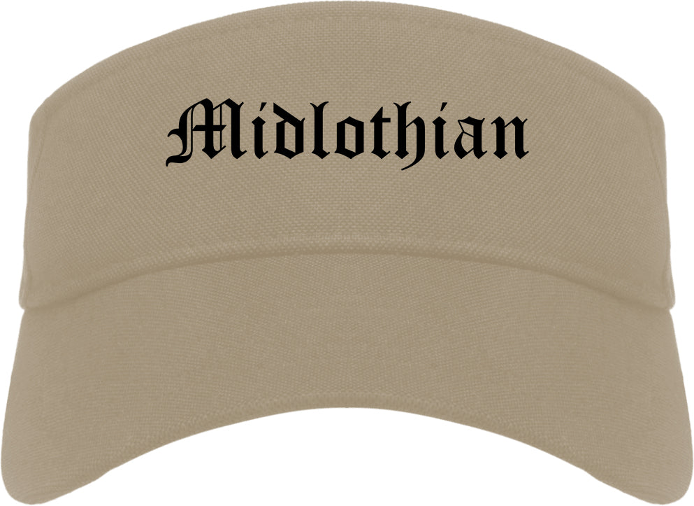 Midlothian Illinois IL Old English Mens Visor Cap Hat Khaki