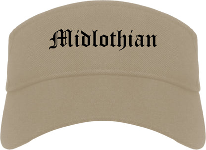 Midlothian Illinois IL Old English Mens Visor Cap Hat Khaki