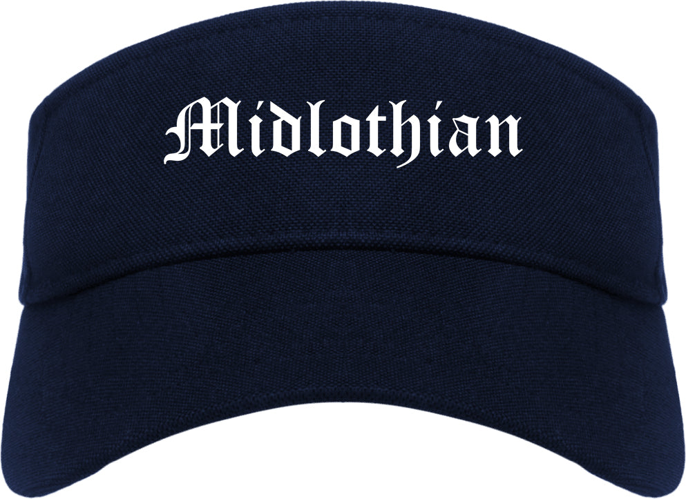 Midlothian Illinois IL Old English Mens Visor Cap Hat Navy Blue