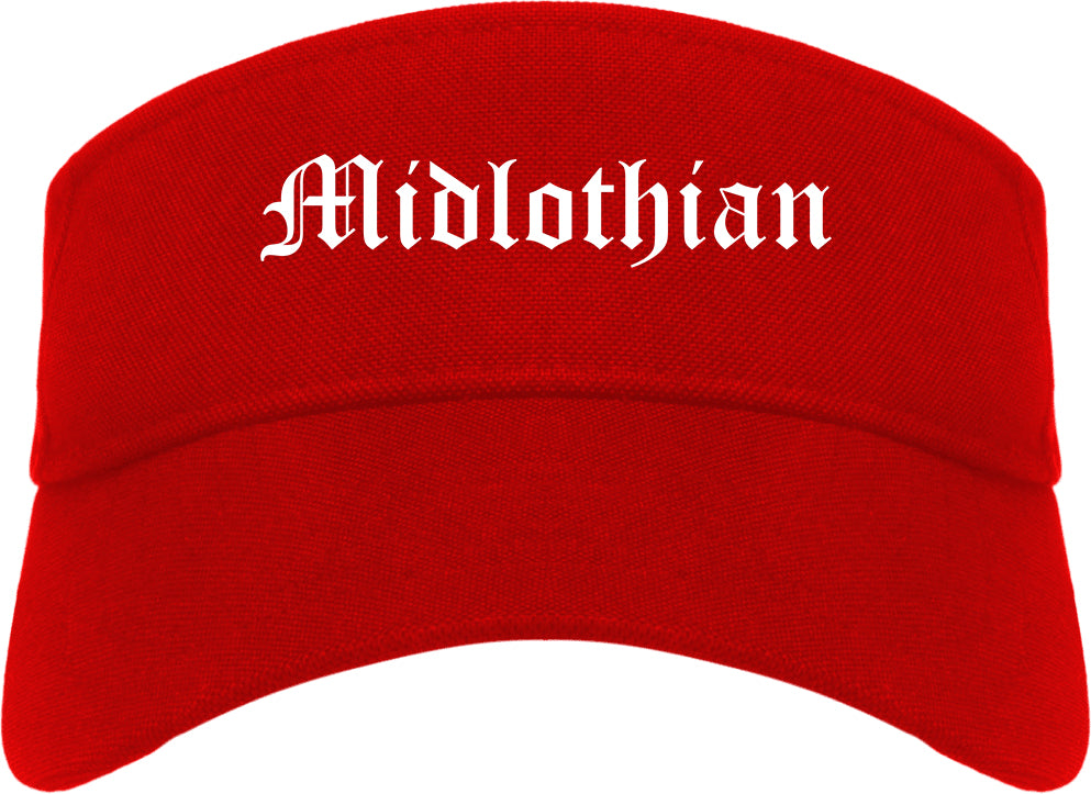 Midlothian Illinois IL Old English Mens Visor Cap Hat Red