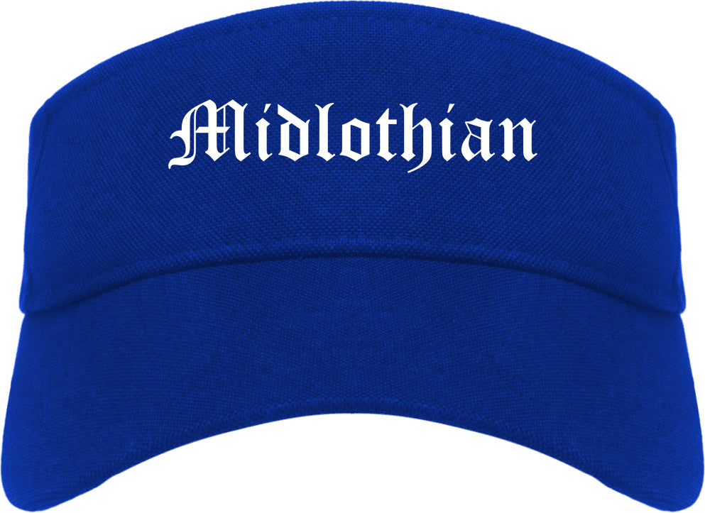 Midlothian Illinois IL Old English Mens Visor Cap Hat Royal Blue