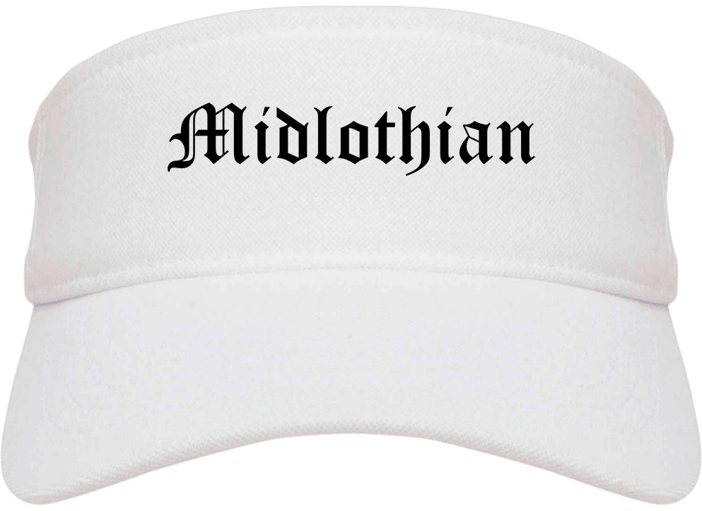 Midlothian Illinois IL Old English Mens Visor Cap Hat White