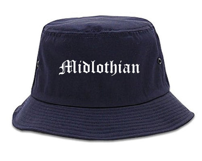 Midlothian Texas TX Old English Mens Bucket Hat Navy Blue