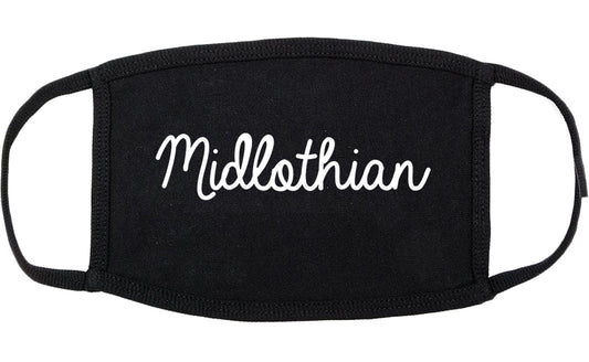 Midlothian Texas TX Script Cotton Face Mask Black
