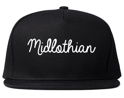 Midlothian Texas TX Script Mens Snapback Hat Black