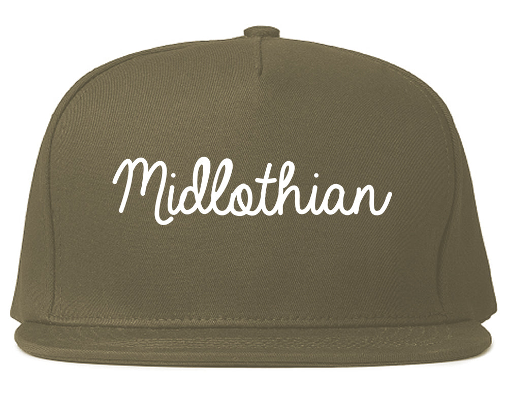 Midlothian Texas TX Script Mens Snapback Hat Grey
