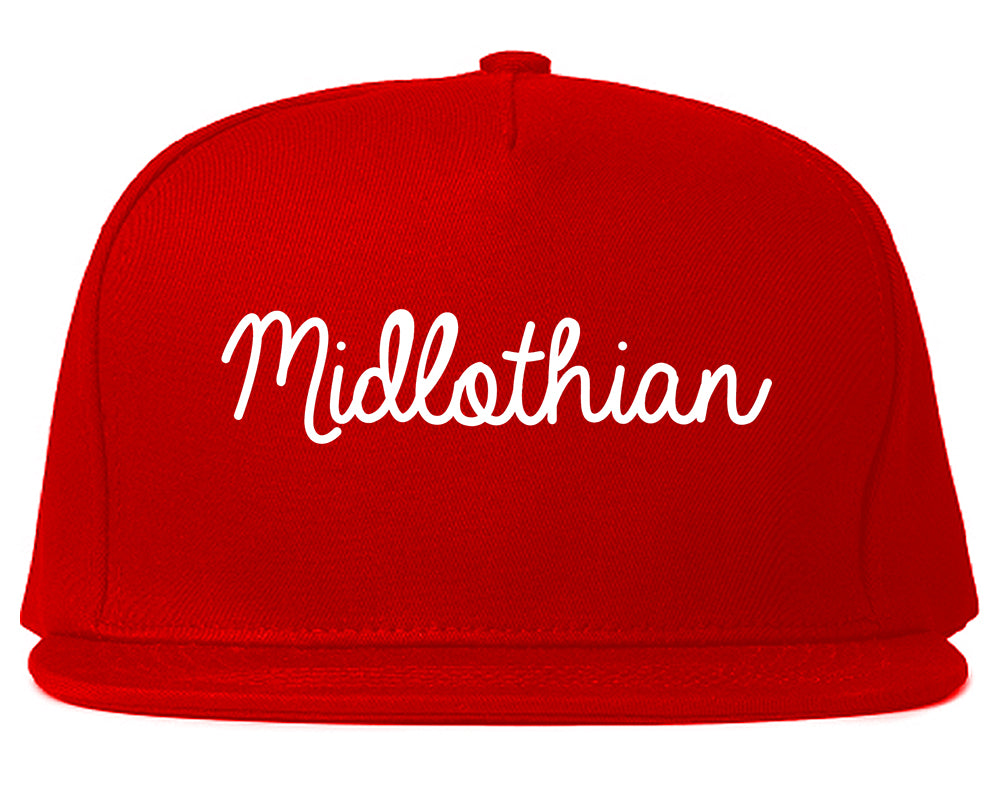 Midlothian Texas TX Script Mens Snapback Hat Red