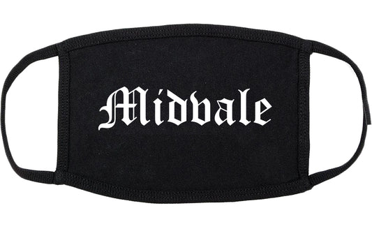 Midvale Utah UT Old English Cotton Face Mask Black
