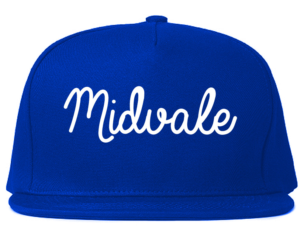 Midvale Utah UT Script Mens Snapback Hat Royal Blue