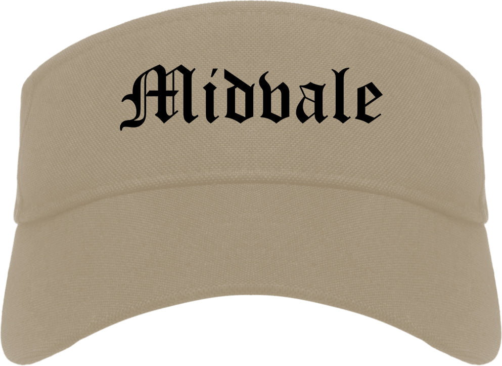 Midvale Utah UT Old English Mens Visor Cap Hat Khaki
